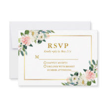 Modern Watercolor Rosa White Blommigt Bröllop