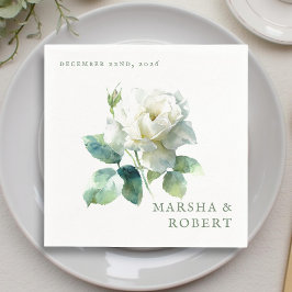 Modern Watercolor Rose Elegant Botanical Wedding Pappersservett
