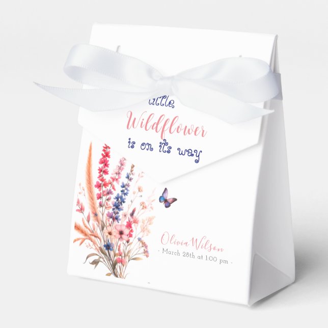 Modern Watercolor Rustic Red Blue Wildblommor Presentaskar (Framsidan Sidan)