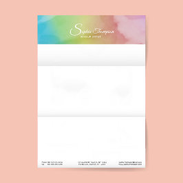 Modern Watercolor Script Rainbow Pastel Letterhead Brevhuvud