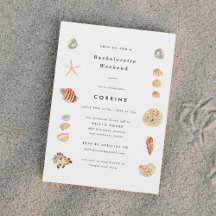 Modern Watercolor Seashells Bachelorette Party