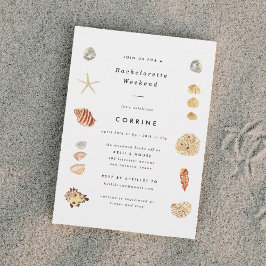 Modern Watercolor Seashells Bachelorette Party Inbjudningar