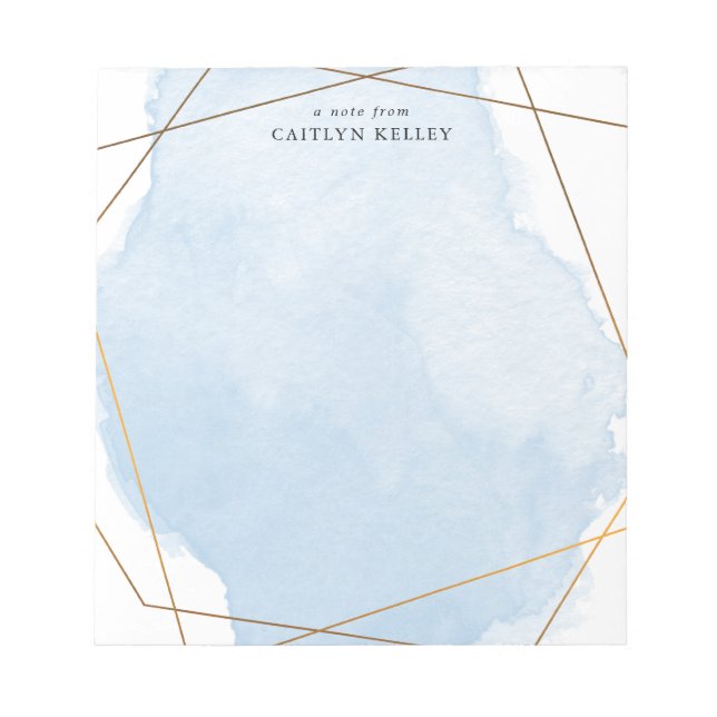 Modern Watercolor Stänk Guld & Blue Personlig Anteckningsblock (Framsida)