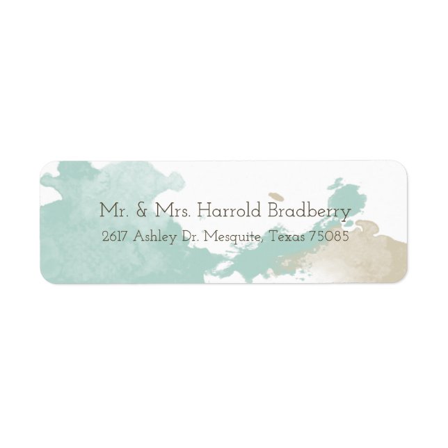 Modern Watercolor Stänk Returadress Etikett (Framsidan)