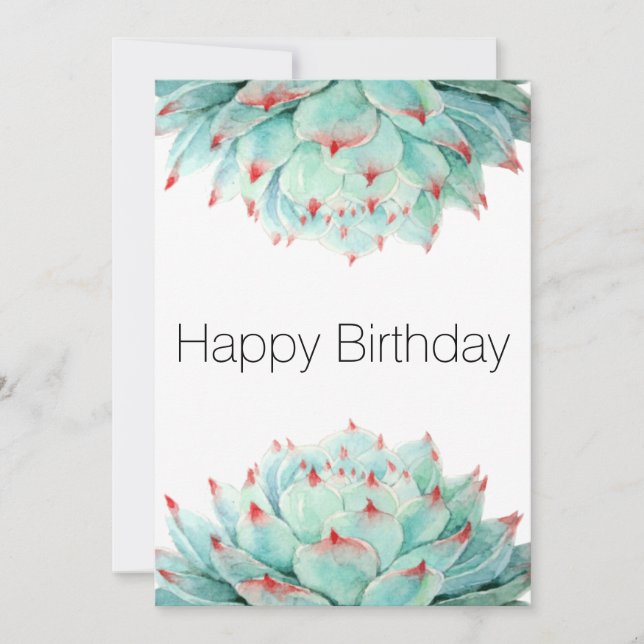 Modern Watercolor Succulations Birthday Card Tack Kort (Framsida)