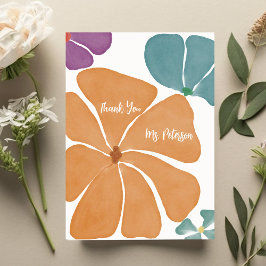 Modern Watercolor Tack Teacher Card Kort