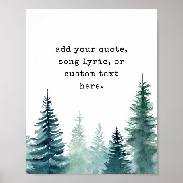 Modern Watercolor Träd Anpassningsbar Quote poster (Framsidan)