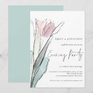 Modern Watercolor Tulip Bröllop Evening Party Inbjudningar