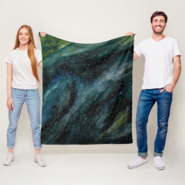 Modern Watercolor Universe Hand Payed Galaxy Fleecefilt