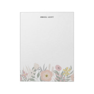 Modern Watercolor Vår Garden Blommigt Greenery Anteckningsblock