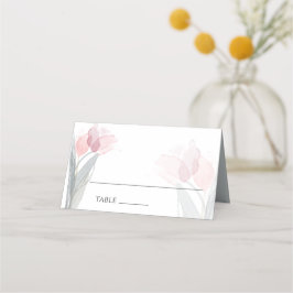 Modern Watercolor Vår Rosa Tulips Placeringskort