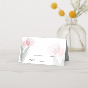 Modern Watercolor Vår Rosa Tulips Placeringskort