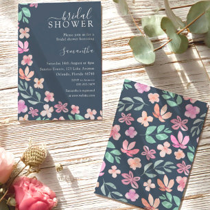 Modern Watercolor Vild Blomma Bröllopsdusch Inbjudningar