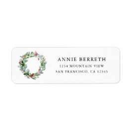 Modern Watercolor Wandegreen Berries Helgdag Returadress Etikett