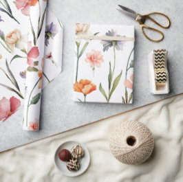 Modern Watercolor Wildblombotaniska Blommigten Presentpapper