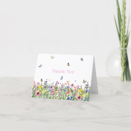 Modern Watercolor WildblommBröllop Tack Kort