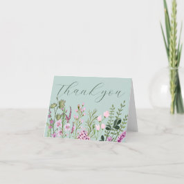 Modern Watercolor Wildblomme Lila Sage Grönt Tack Kort