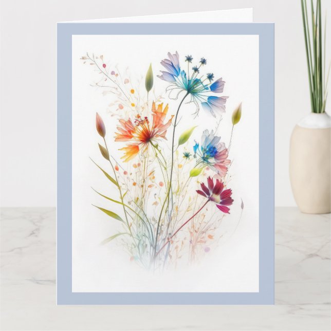 Modern Watercolor Wildblommor Kort (Framsida)