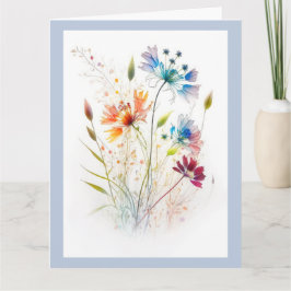 Modern Watercolor Wildblommor Kort