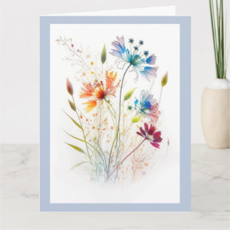 Modern Watercolor Wildblommor Kort