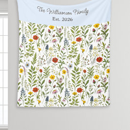 Modern Watercolor Wildflower Pattern Personalized Fleecefilt