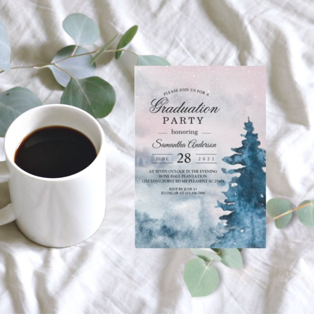 Modern Watercolor Winter Julgran Nature Inv Inbjudningar (Skapare uppladdad)