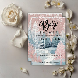 Modern Watercolor Winter Wonderland Baby Shower Inbjudningar