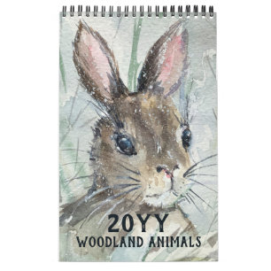 Modern Watercolor Woodland Forest Animature Kalender