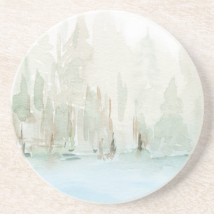 Modern Watercolor Woodland Scene Underlägg
