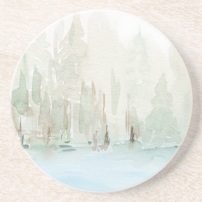 Modern Watercolor Woodland Scene Underlägg (Framsidan)