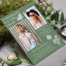 Modern Watercress Butterfly Photo Studentfest Inbjudningar