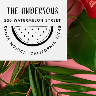 Modern Watermelon Family Namn Round-Returadress Självfärgande Stämpel