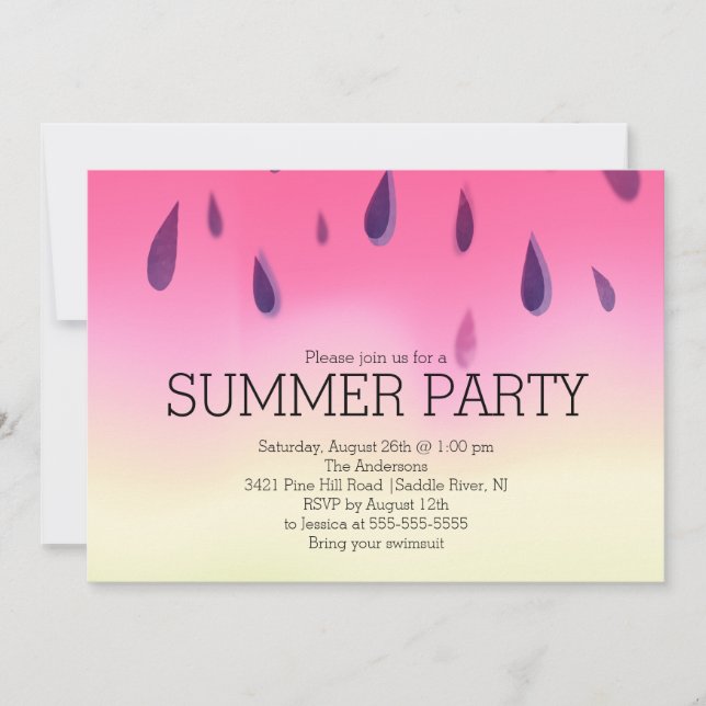 Modern Watermelon Summer Barbecue Party-inbjudan Inbjudningar (Framsida)