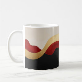 Modern Wave Gold Red Black Kaffemugg
