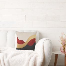 Modern Wave Gold Red Black Kudde