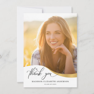 Modern Wave Shape Photo Studenten Tack Kort