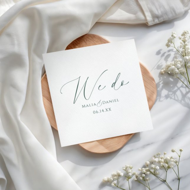 Modern We Do Couples Names Script Wedding Pappersservett (Skapare uppladdad)