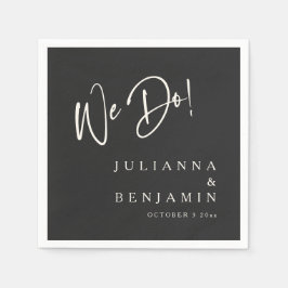 Modern We Do Elegant Custom Black Cream Wedding Pappersservett