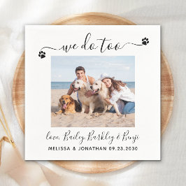 Modern We Do Too Custom Dog Photo Pet Wedding Pappersservett