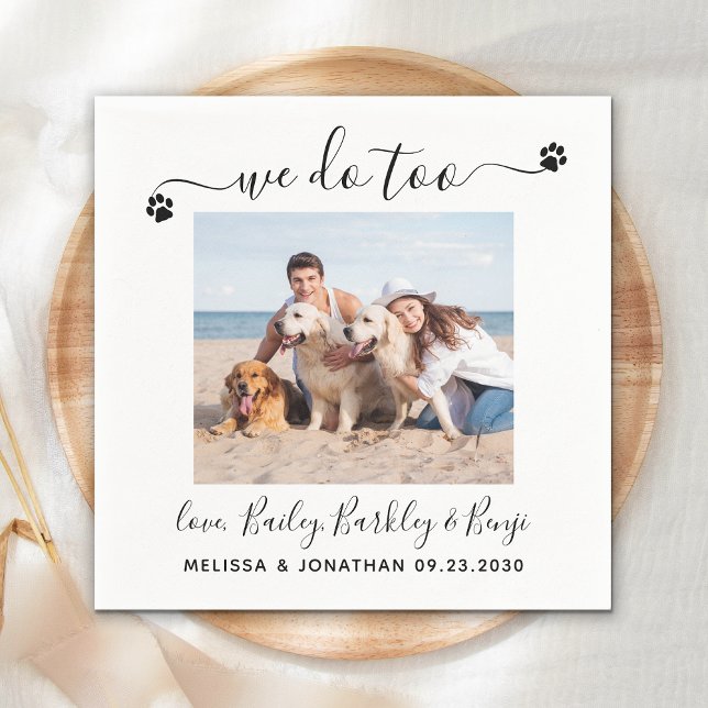 Modern We Do Too Custom Dog Photo Pet Wedding Pappersservett (Skapare uppladdad)