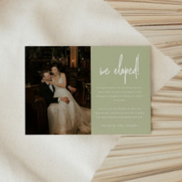Modern "We Elope" Bröllop Sage Grönt Photo Meddelande