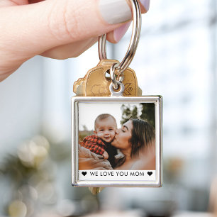 Modern WE KÄRLEK DU MAMMA Mors dag Photo Fyrkantig Silverfärgad Nyckelring