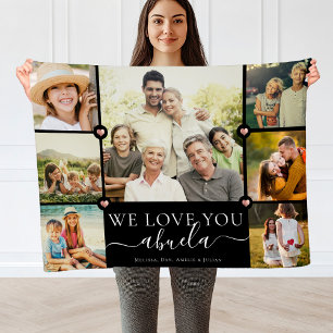 Modern We Kärlek You Abuela Family Photo Collage Fleecefilt