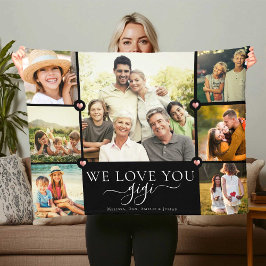 Modern we Kärlek You Gigi Family Photo Collage Fle Fleecefilt