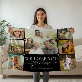 Modern We Kärlek You Grandma Family Photo Collage Fleecefilt