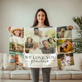 Modern We Kärlek You Grandma Family Photo Collage Fleecefilt
