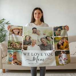 Modern We Kärlek You Mamma Family Photo Collage Fleecefilt