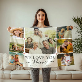 Modern We Kärlek You Nana Family Photo Collage Fleecefilt