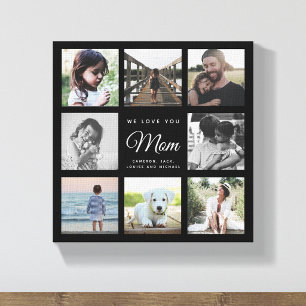 Modern WE LOVE YOU Mamma Mors dag Foto Collage  Canvastryck