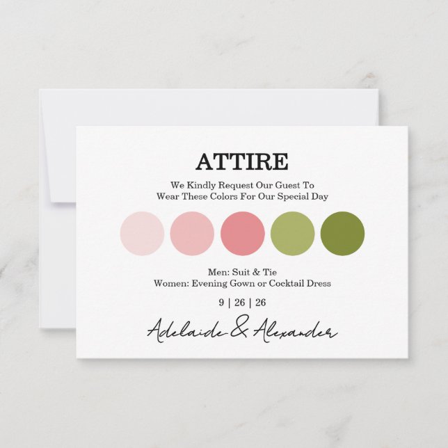 Modern Wedding Attire Dress Code Enclosure Card (Framsida)